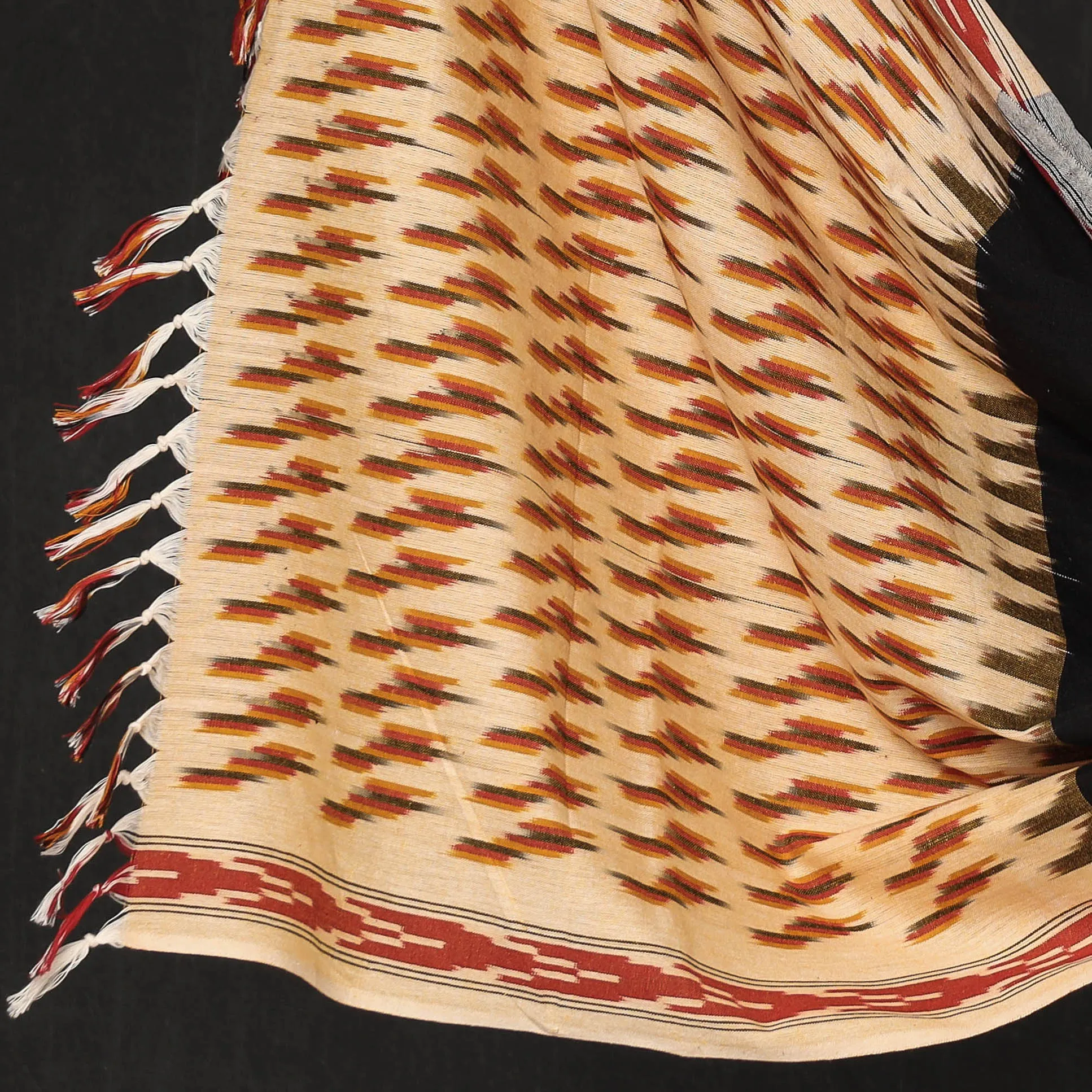 Brown - 3pc Pochampally Ikat Weave Cotton Suit Material Set