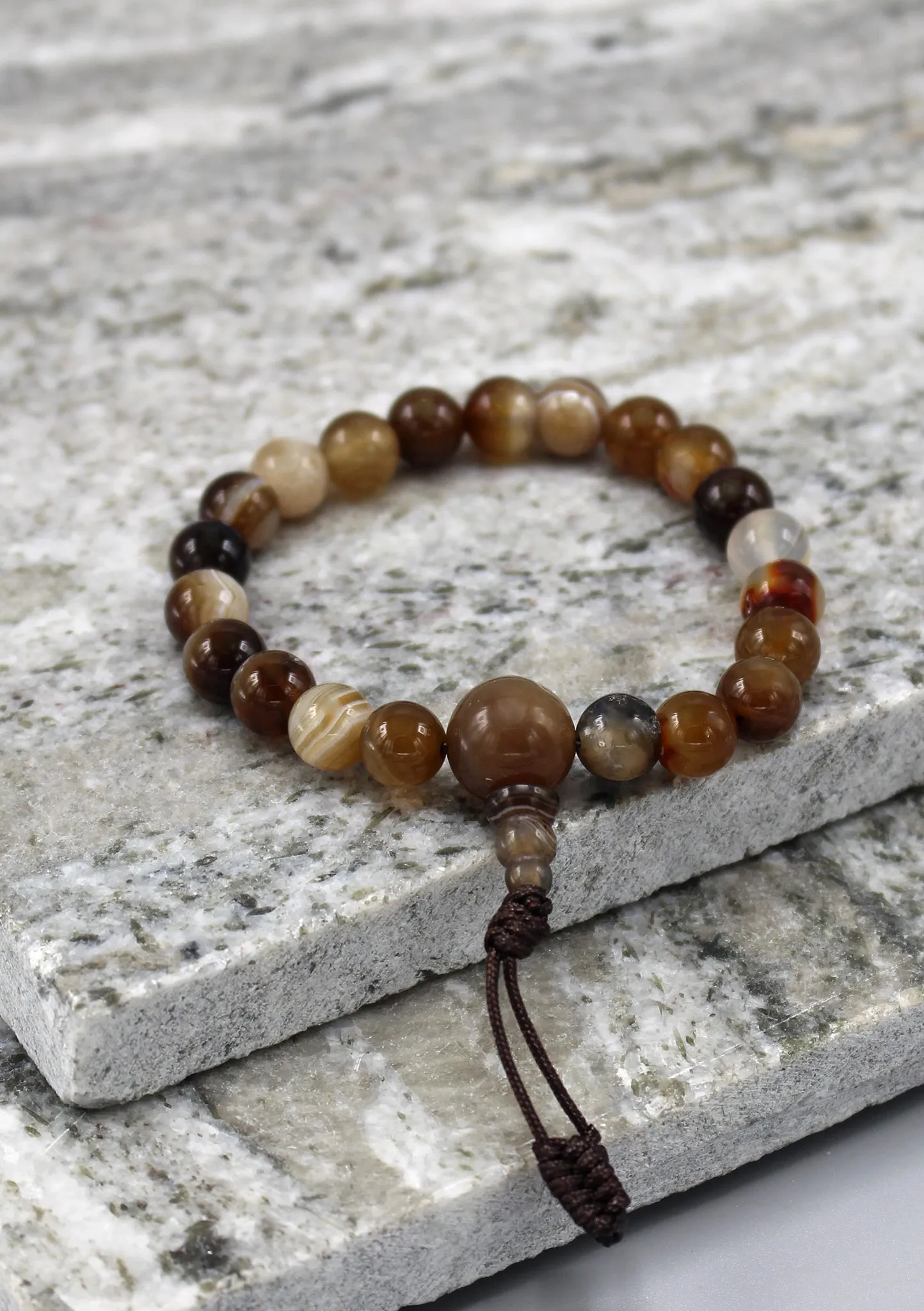 Brown Agate Beads Stretchable Bracelet
