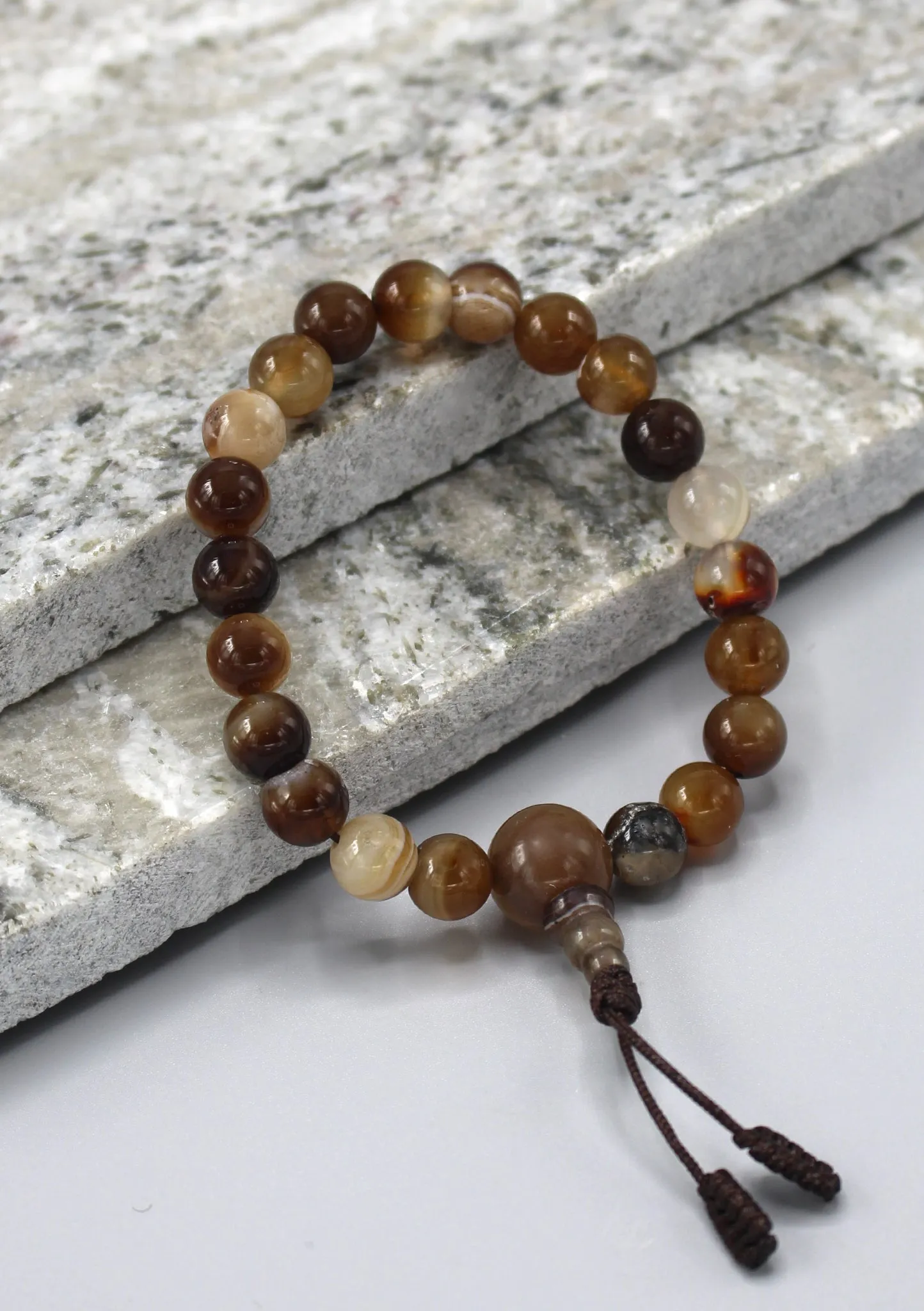 Brown Agate Beads Stretchable Bracelet