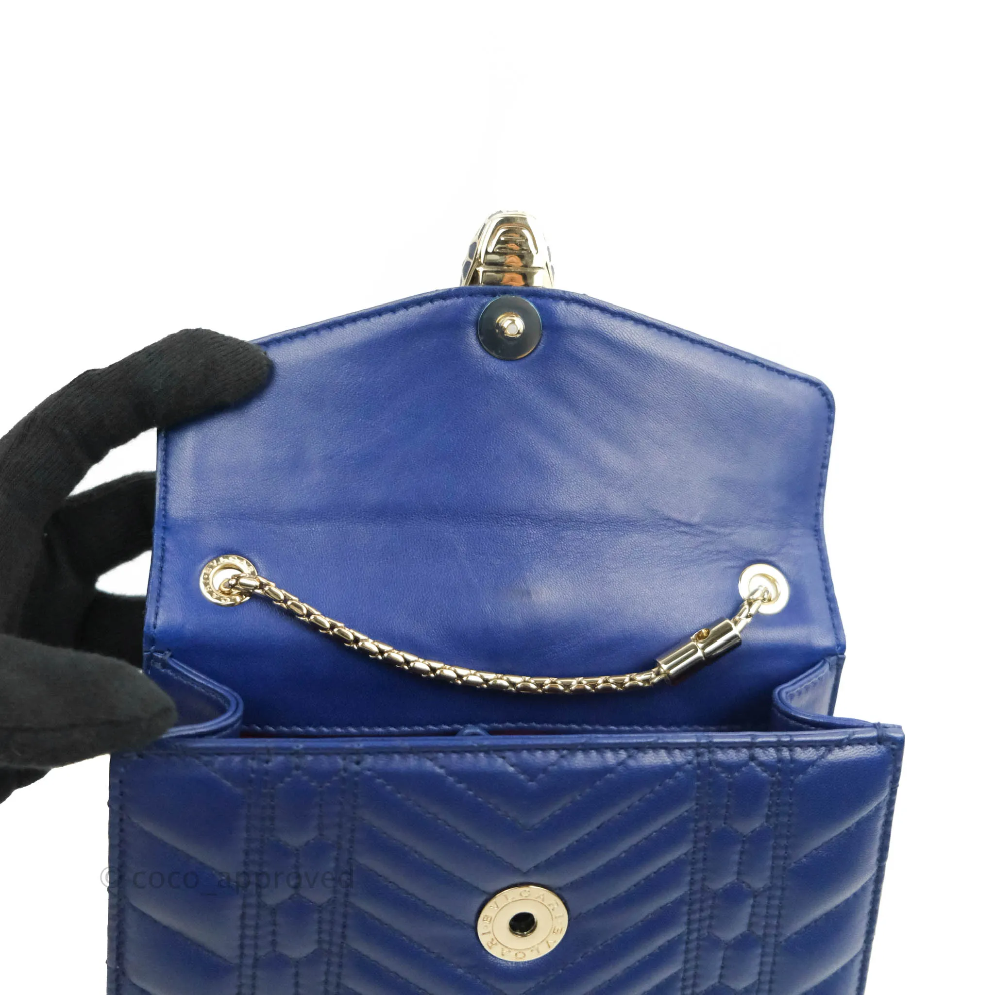 Bvlgari Small Quilted Scaglie Serpenti Forever Shoulder Bag in Blue