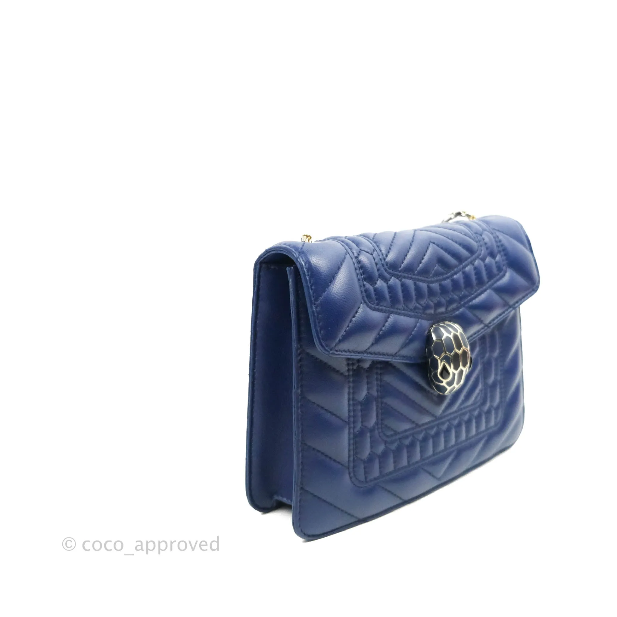 Bvlgari Small Quilted Scaglie Serpenti Forever Shoulder Bag in Blue