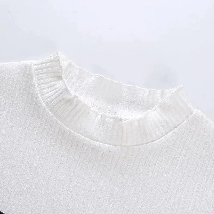 Chic Cartoon Eyes Ruffle Crop Top T-Shirt