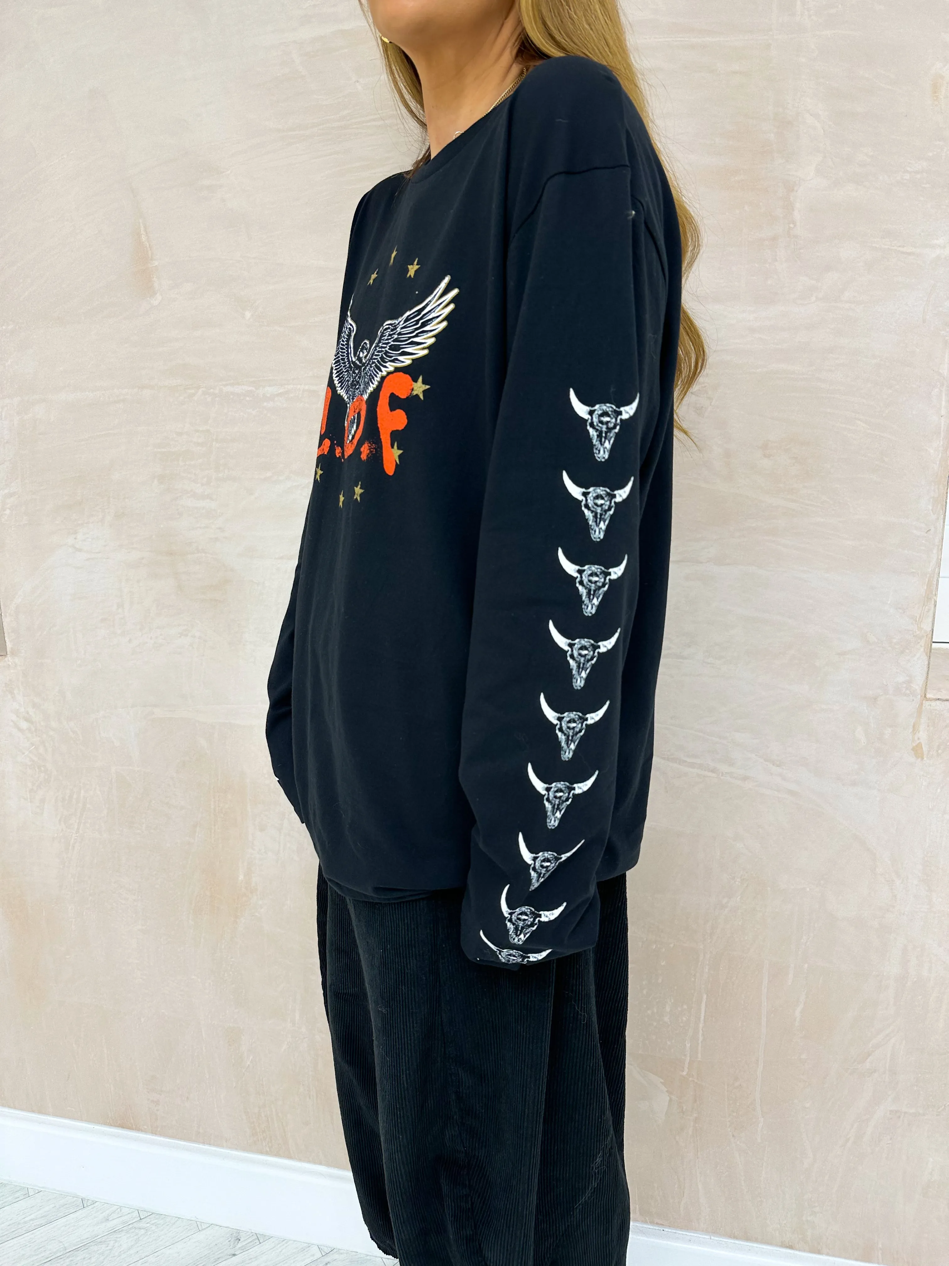 C.O.F Ramskull Long Sleeve T-Shirt In Black