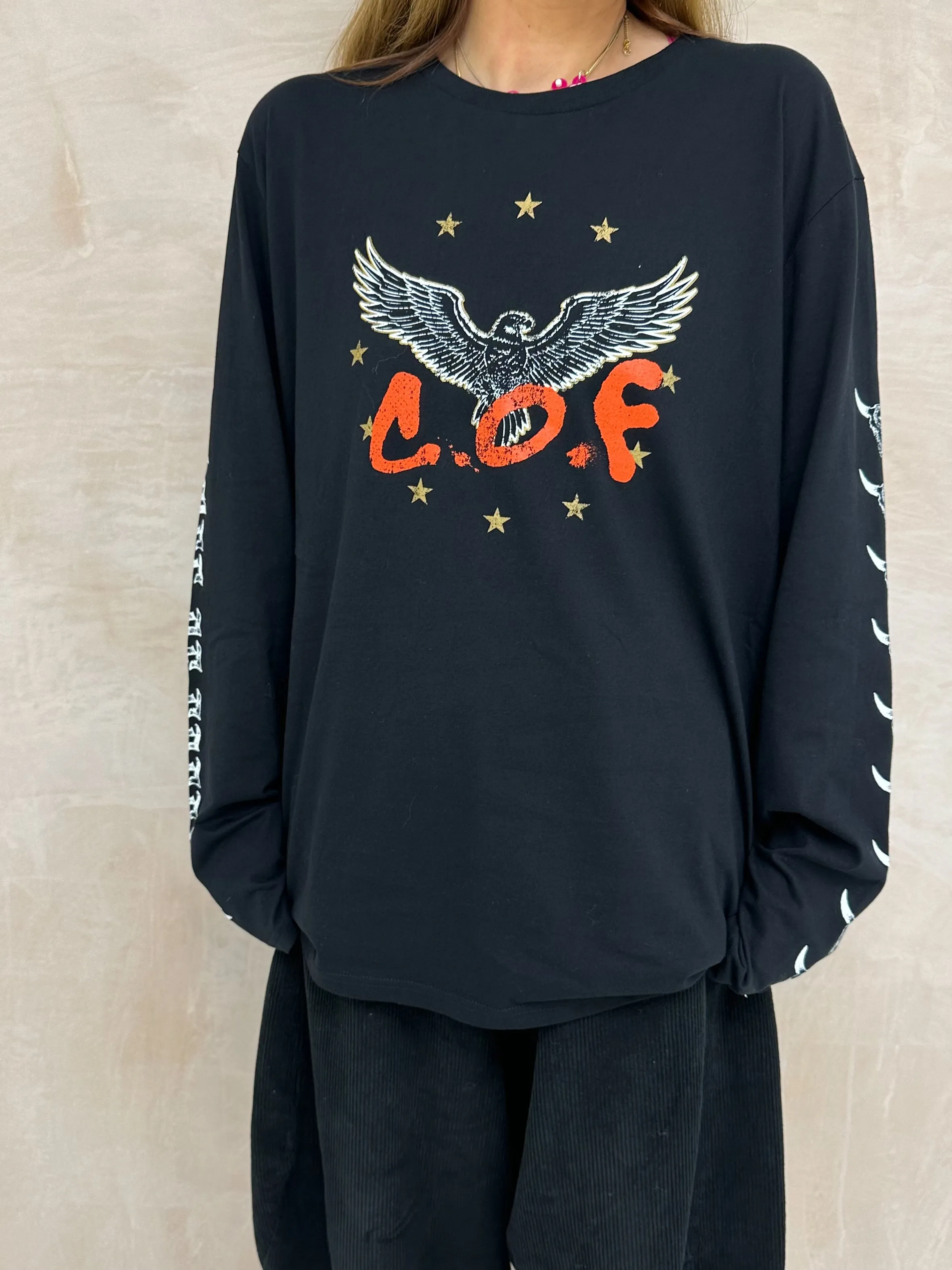 C.O.F Ramskull Long Sleeve T-Shirt In Black
