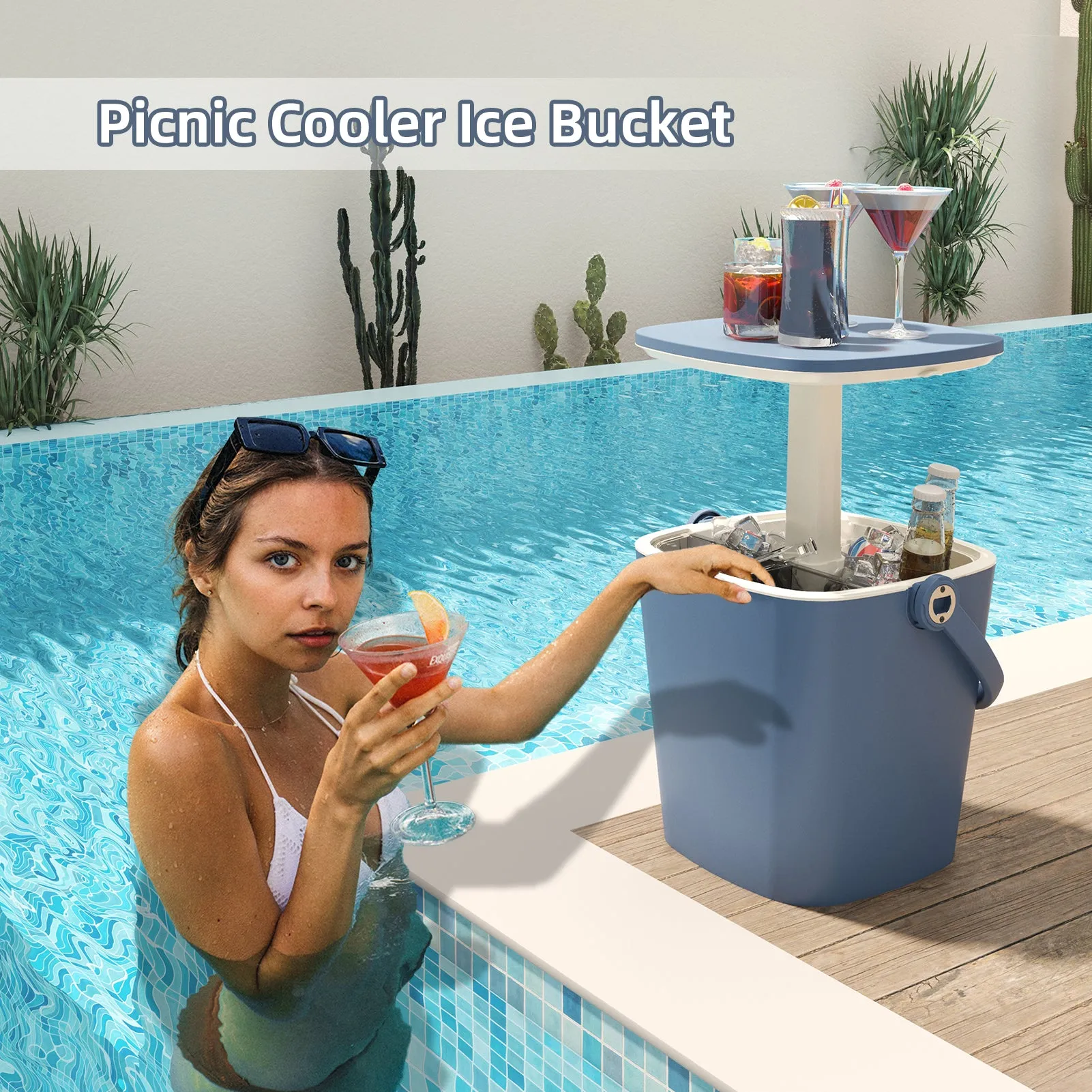 Cool Bar Table Portable with Lift Top Lid