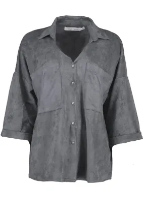 Cozy Suede Snap Front Top