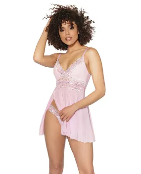 Crystal Pink Babydoll W/lightly Padded Cups & Thong
