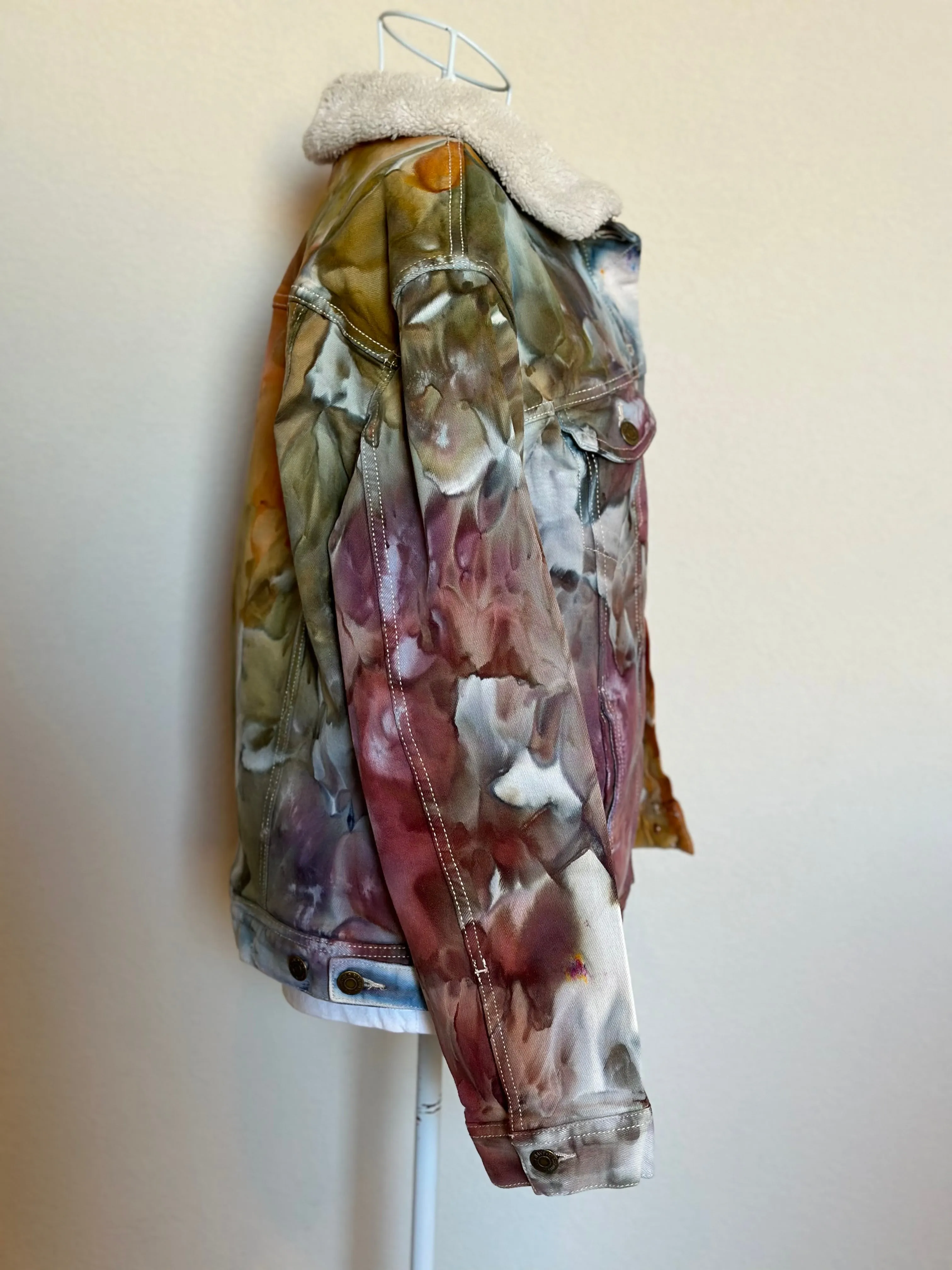 Custom Ice Dyed Sherpa Lined Jacket in ‘Rustic Rainbow’
