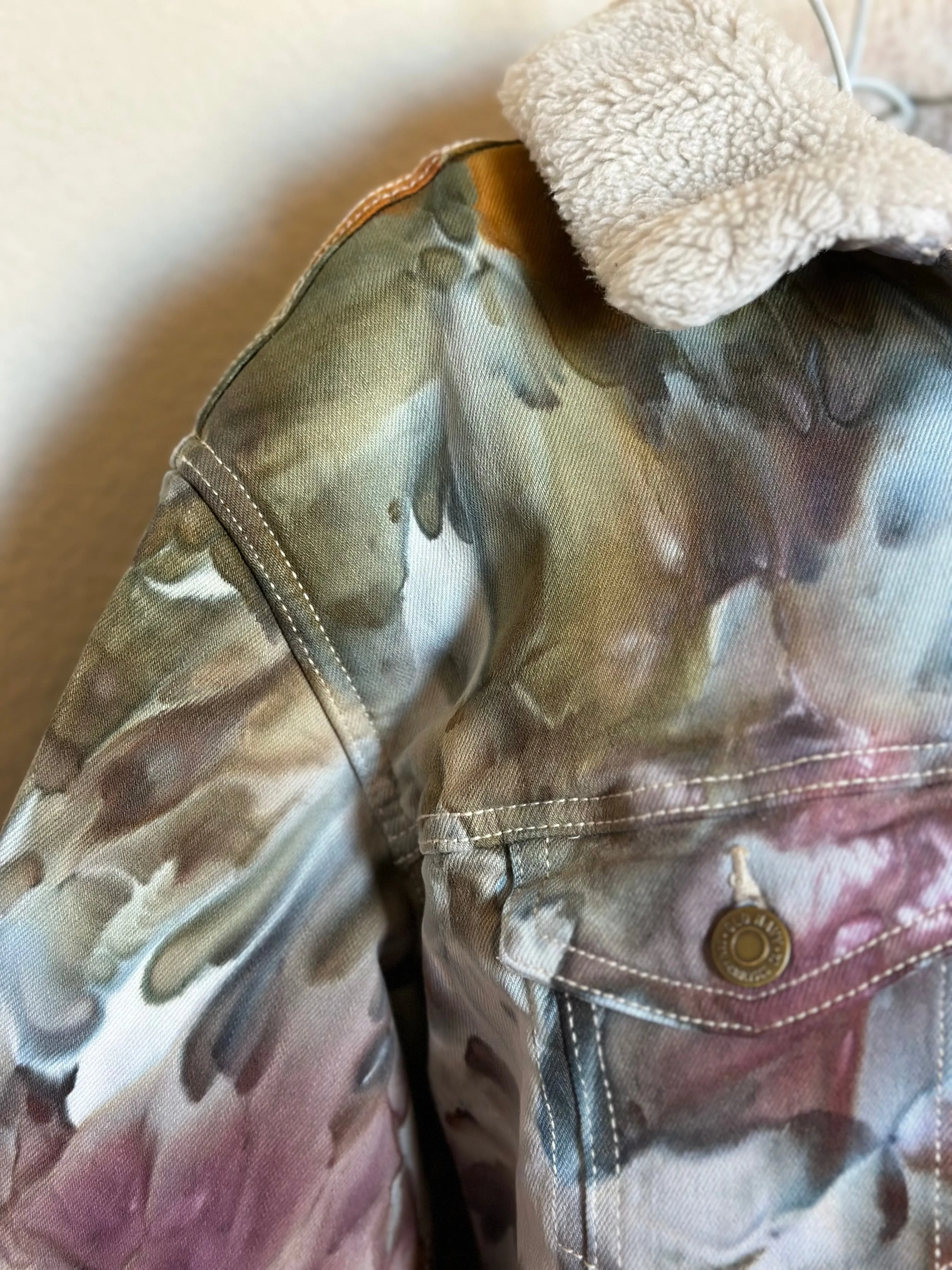Custom Ice Dyed Sherpa Lined Jacket in ‘Rustic Rainbow’