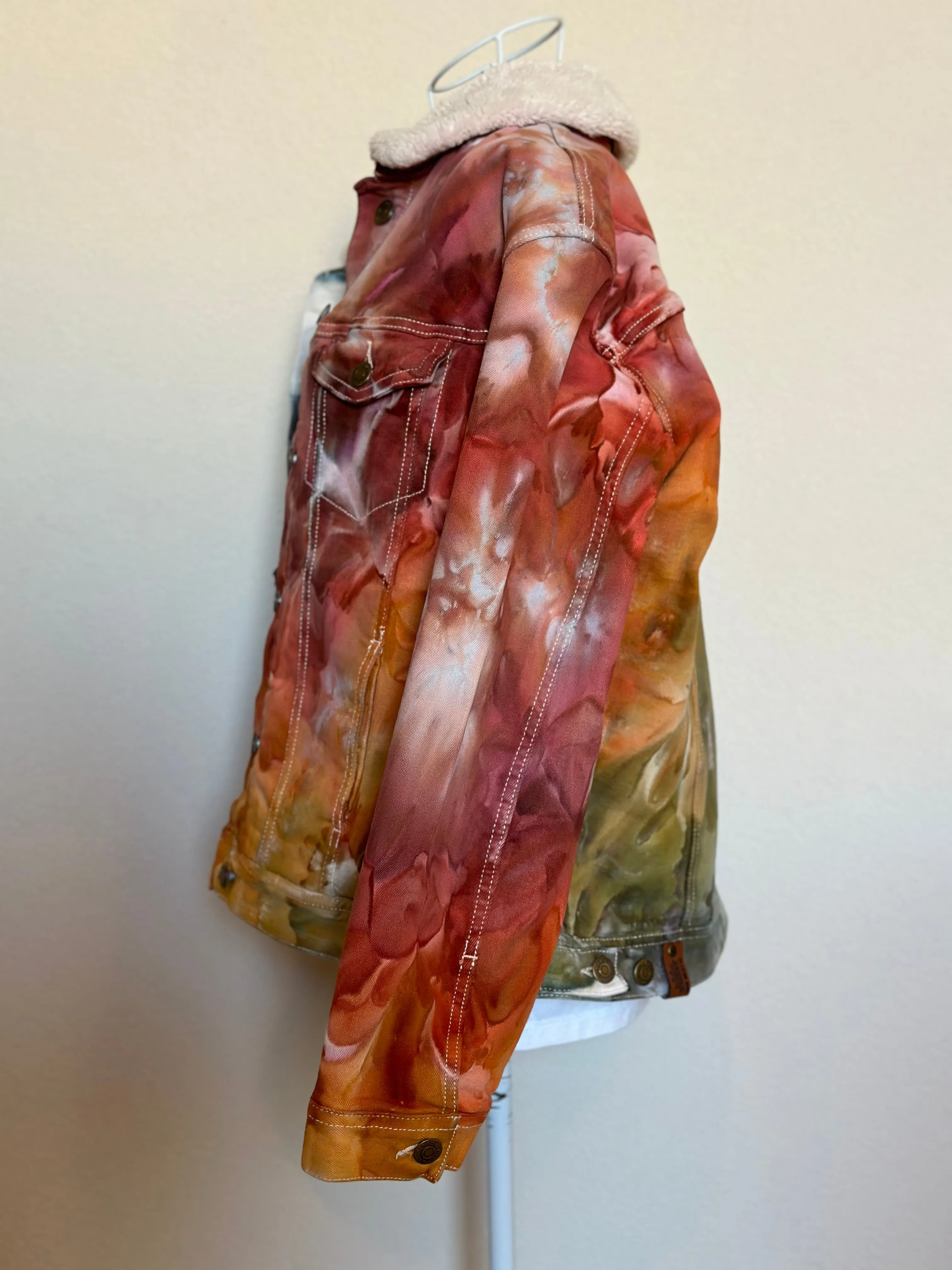 Custom Ice Dyed Sherpa Lined Jacket in ‘Rustic Rainbow’