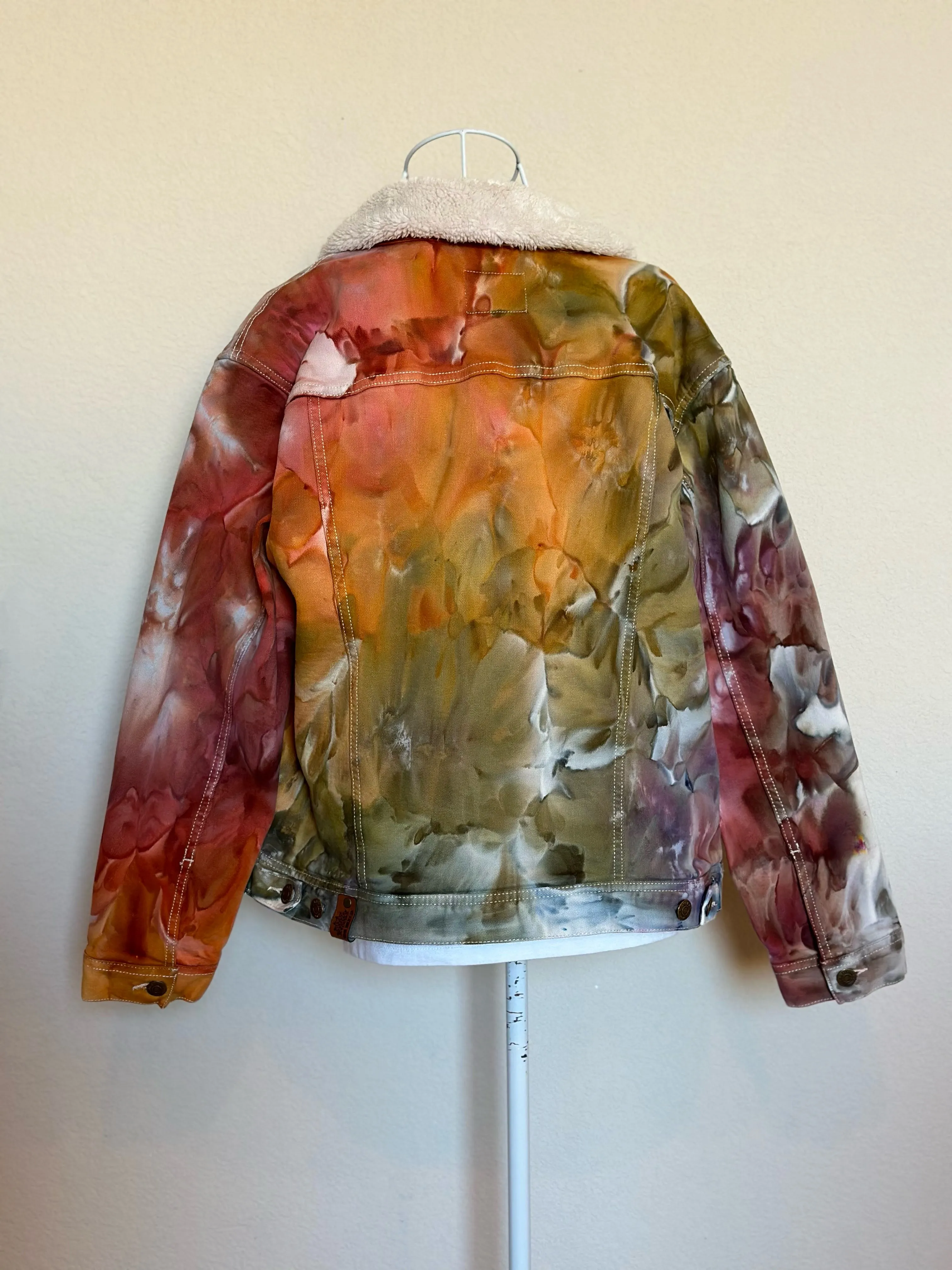 Custom Ice Dyed Sherpa Lined Jacket in ‘Rustic Rainbow’