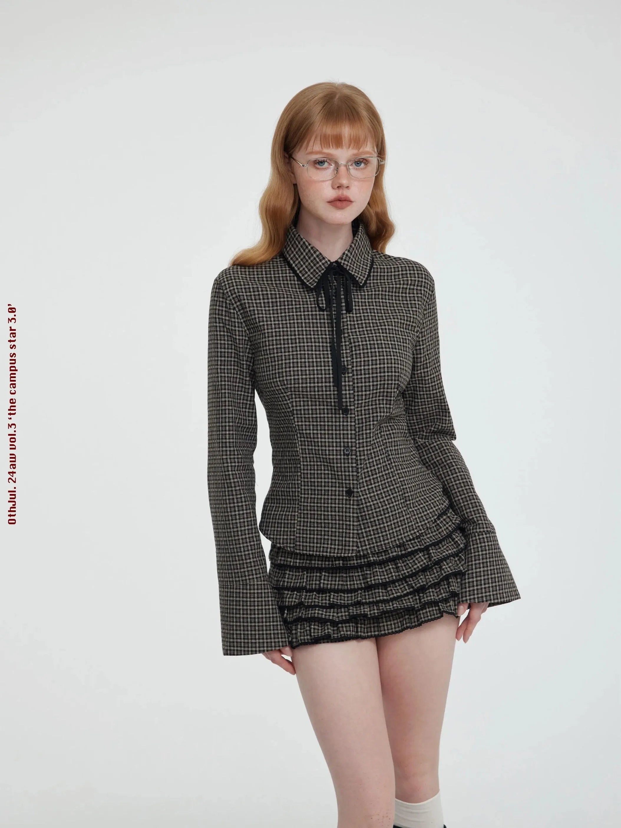 [Customizable] 90s Back To School plaid shirt and mini skirt set
