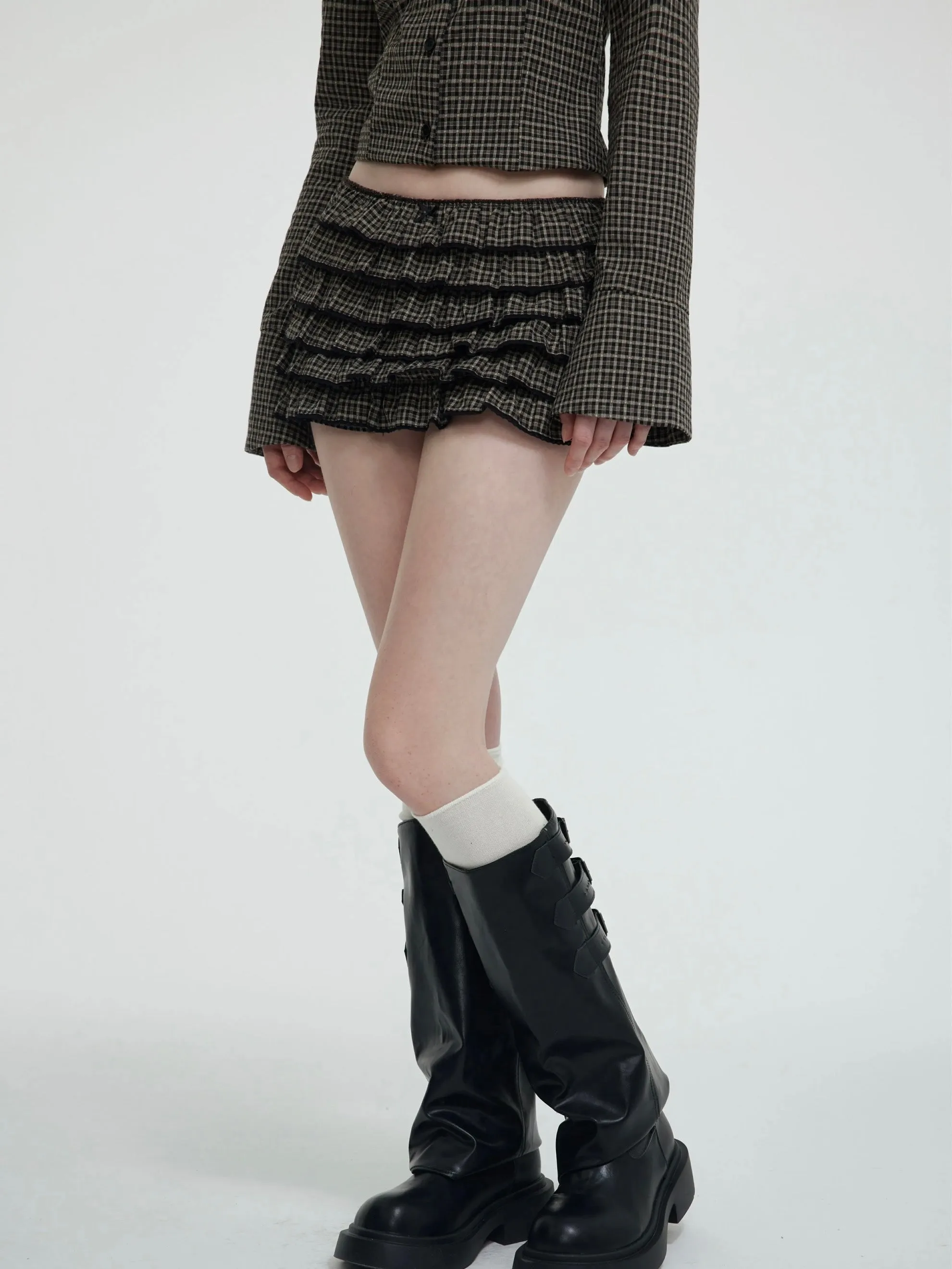 [Customizable] 90s Back To School plaid shirt and mini skirt set