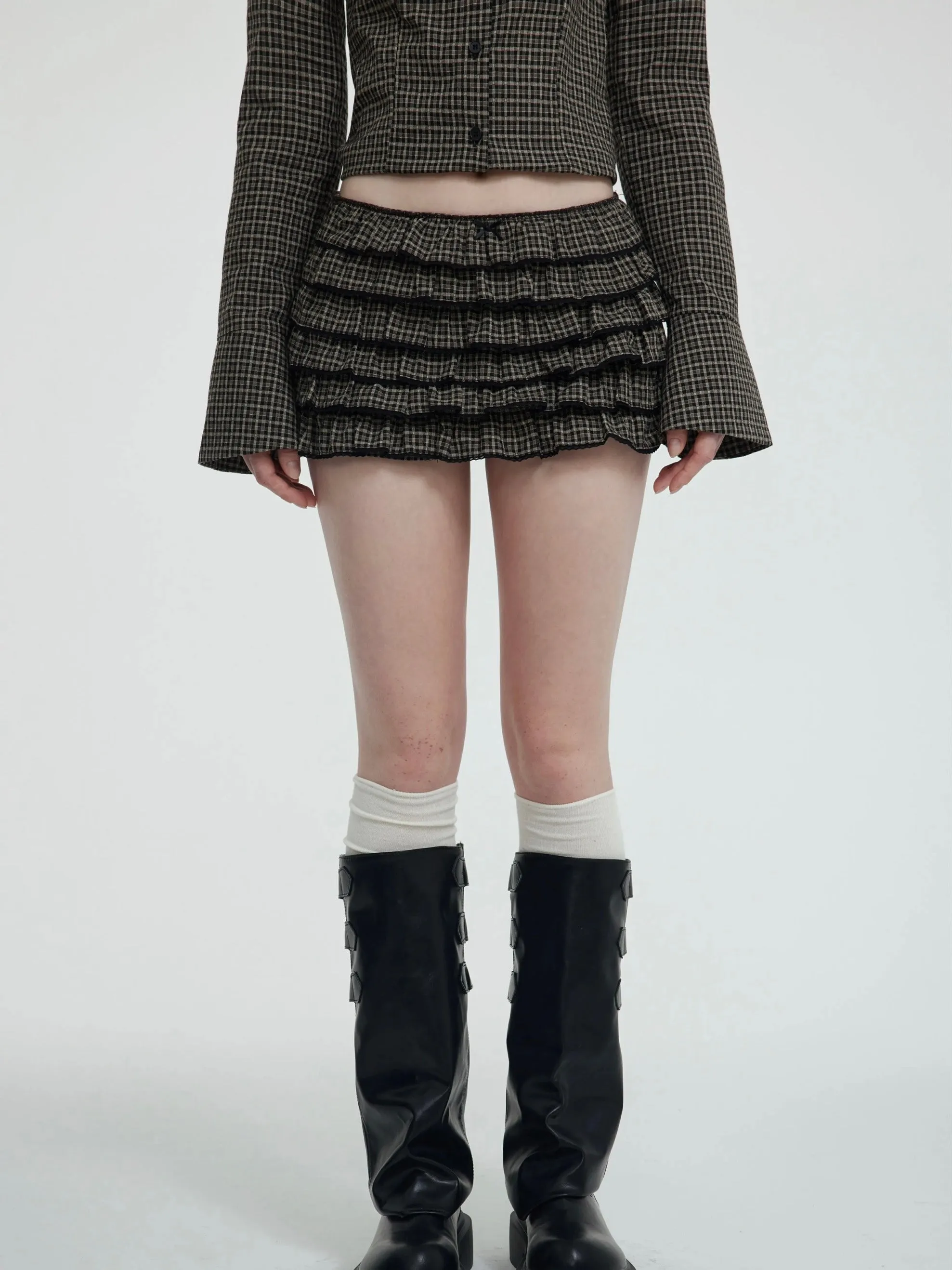 [Customizable] 90s Back To School plaid shirt and mini skirt set