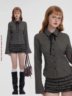 [Customizable] 90s Back To School plaid shirt and mini skirt set