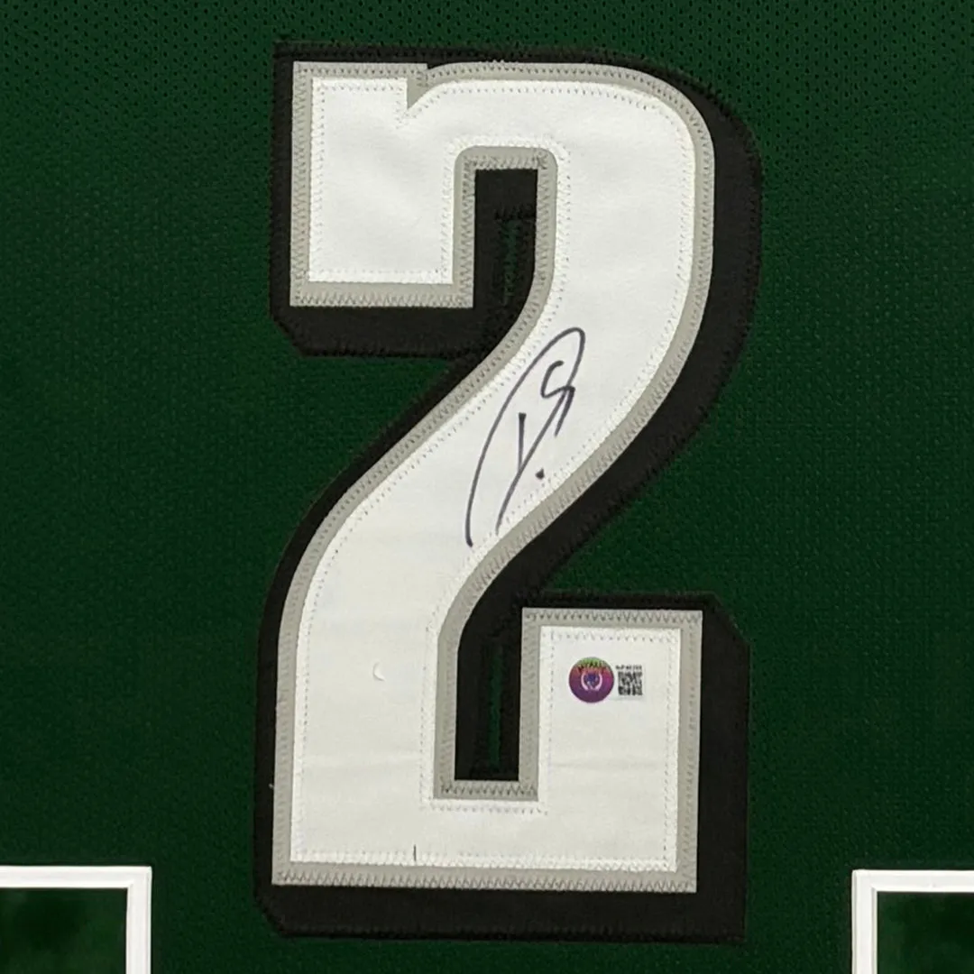 Darius Slay Jr Signed Philadelphia Green Custom Suede Matte Framed Football Jersey