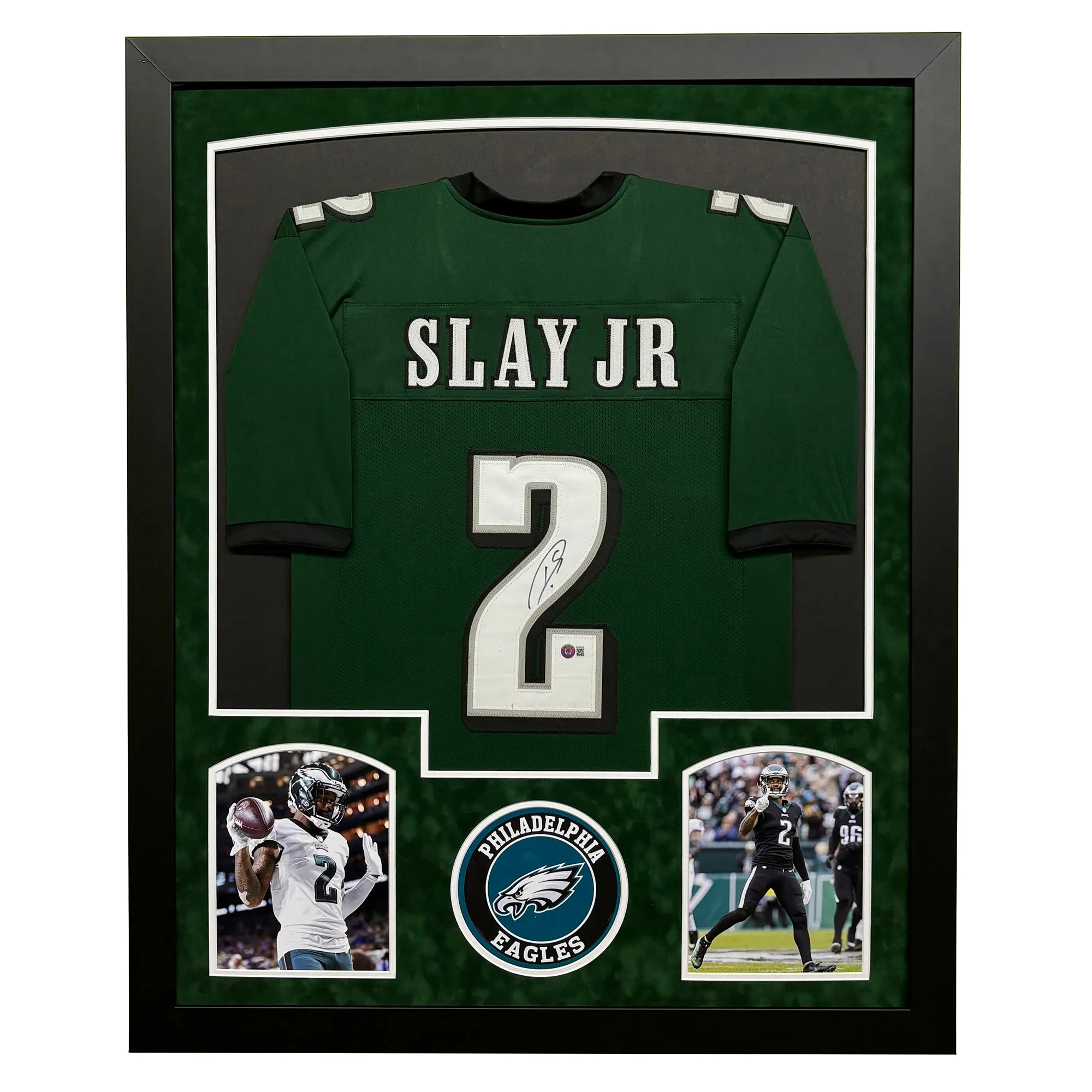Darius Slay Jr Signed Philadelphia Green Custom Suede Matte Framed Football Jersey