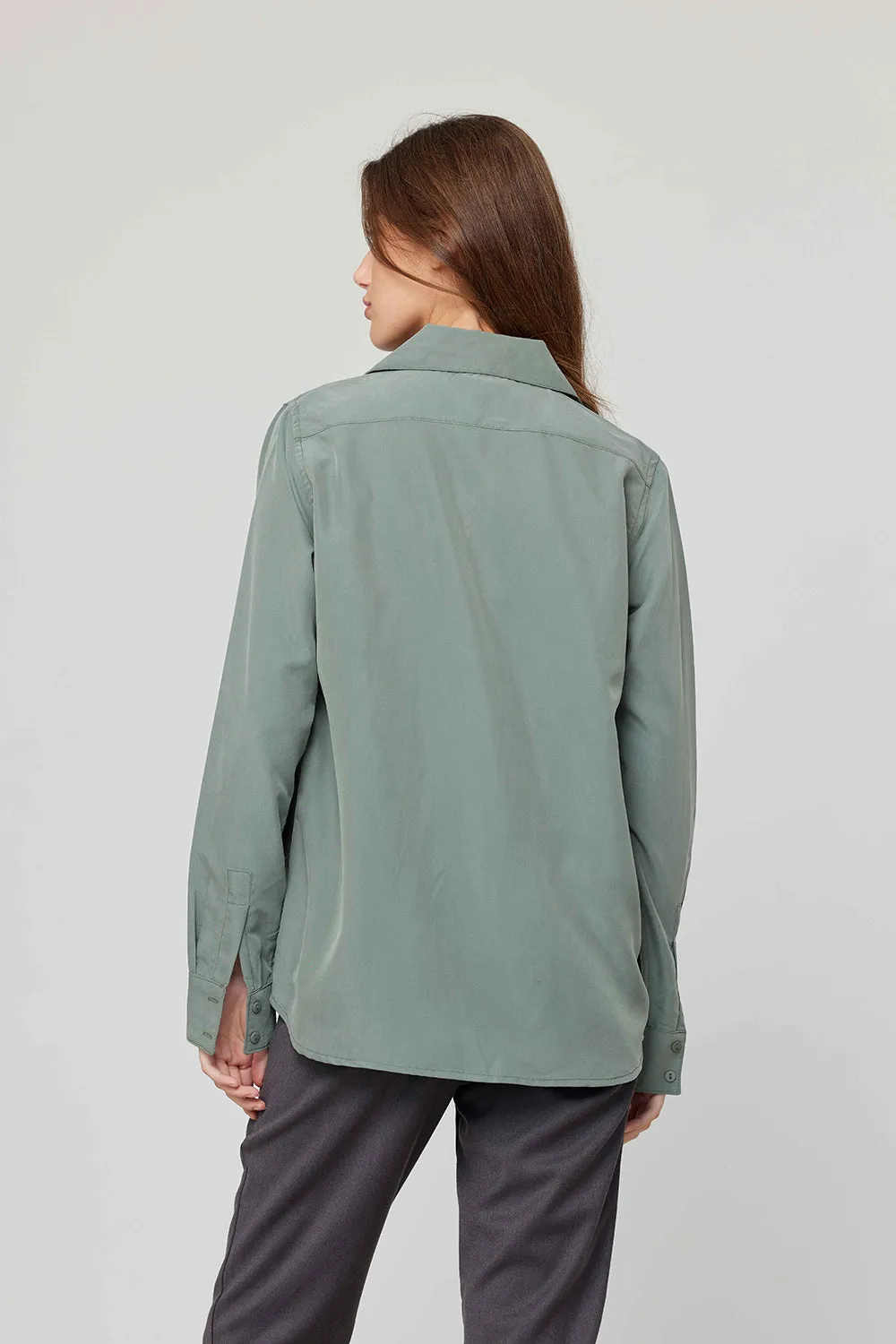 Dark Green Long Sleeve Buttoned Shirt