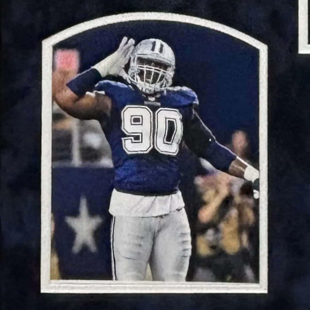 Demarcus Lawrence Signed Dallas Blue Custom Suede Matte Framed Football Jersey (JSA)