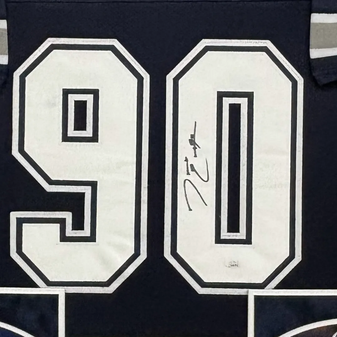 Demarcus Lawrence Signed Dallas Blue Custom Suede Matte Framed Football Jersey (JSA)