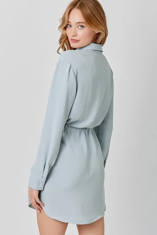 Drawstring Waist Shirt Dress