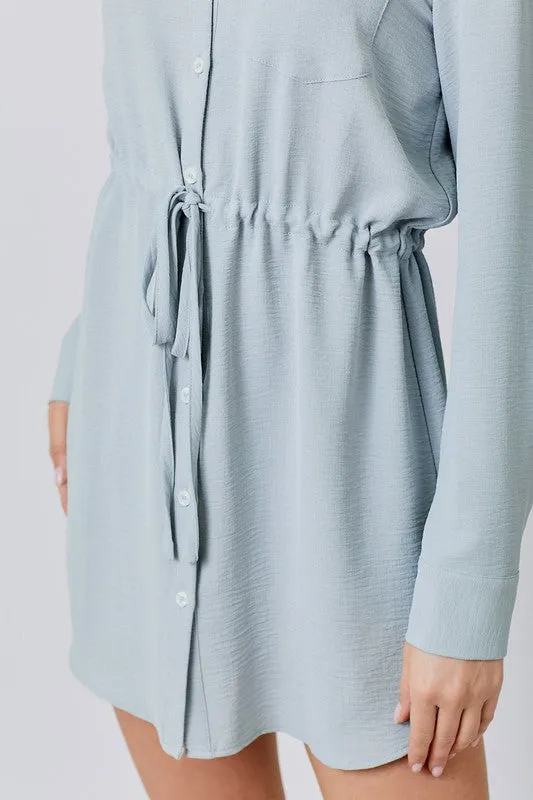 Drawstring Waist Shirt Dress