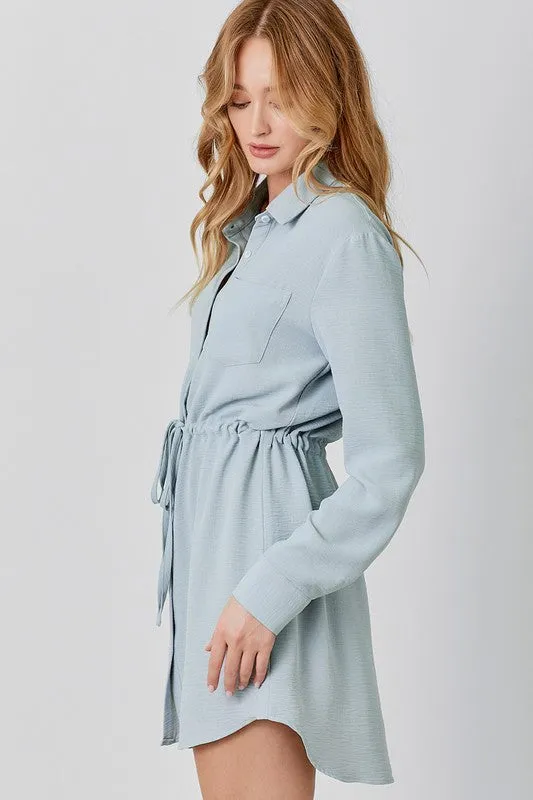 Drawstring Waist Shirt Dress