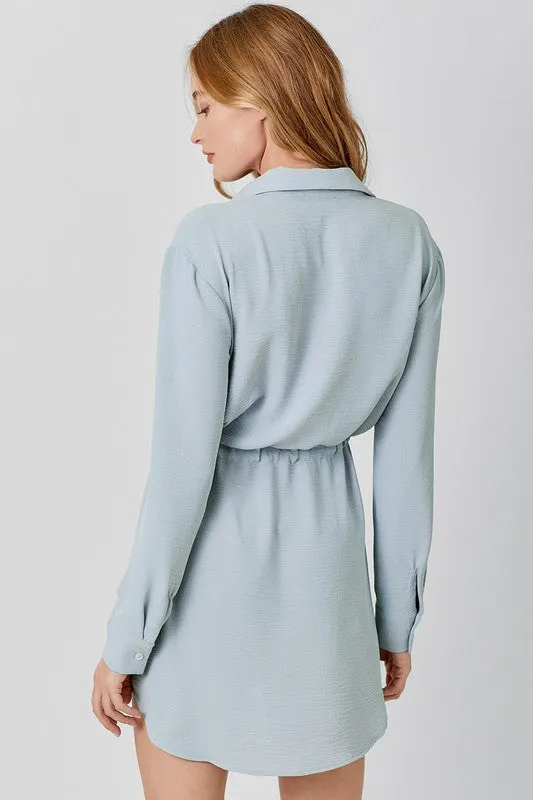 Drawstring Waist Shirt Dress