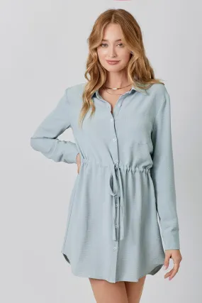 Drawstring Waist Shirt Dress