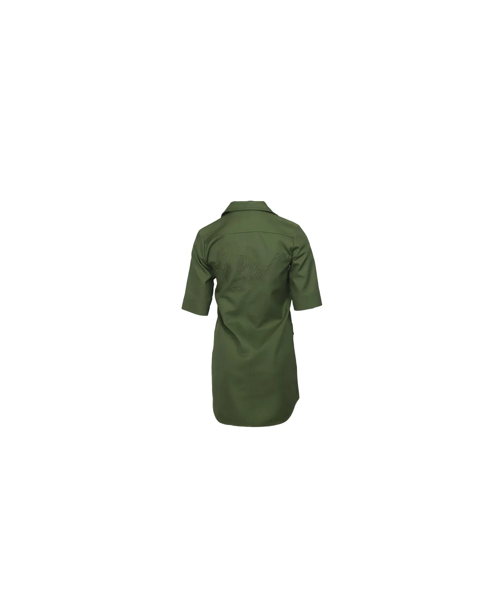 Embroidered Military Shirt Dress in Cotton