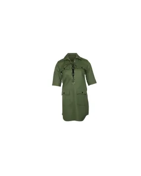 Embroidered Military Shirt Dress in Cotton