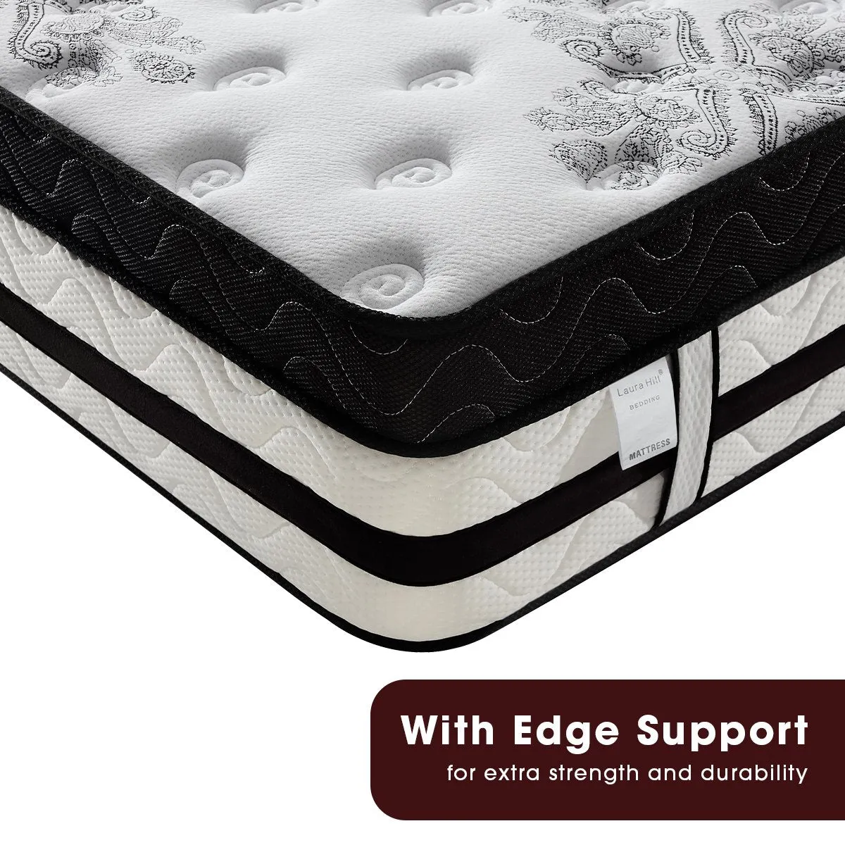 Euro Top Single Mattress, 5-Zone Spring Foam, Hypoallergenic - Laura Hill