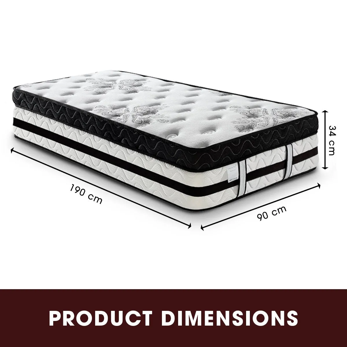 Euro Top Single Mattress, 5-Zone Spring Foam, Hypoallergenic - Laura Hill