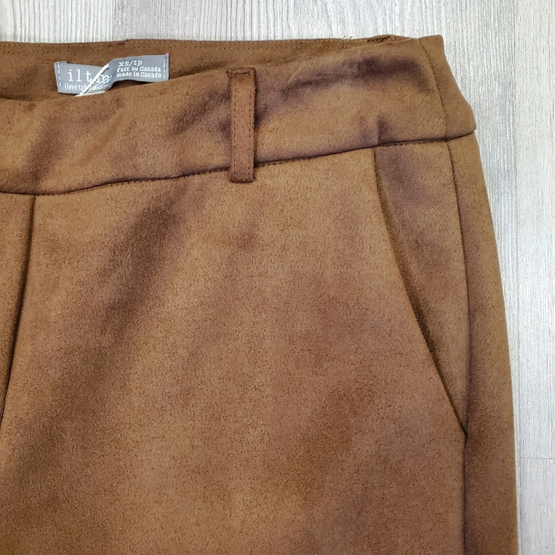 FAUX SUEDE BOOT LEG BROWN PULL ON PANT