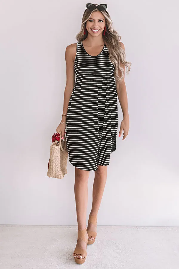 Feeling Pretty Stripe Babydoll Dress In Black