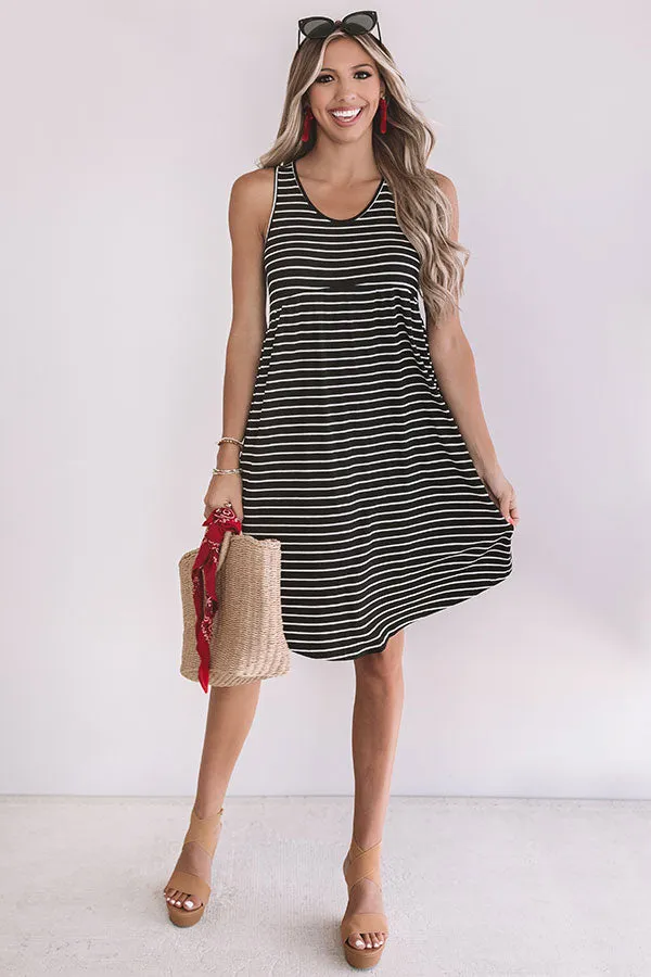 Feeling Pretty Stripe Babydoll Dress In Black