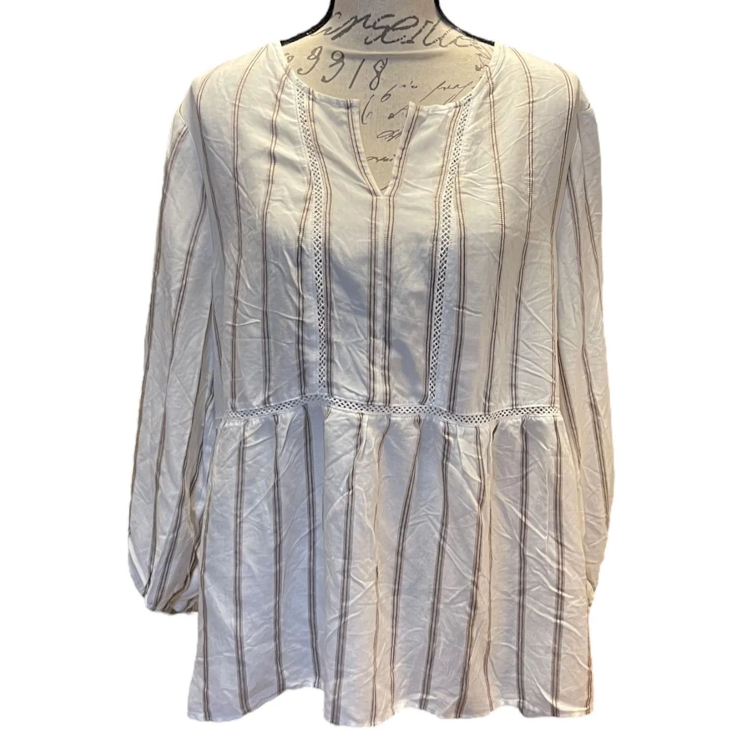 Fever Striped Babydoll Long Sleeve Tunic Size XX-Large