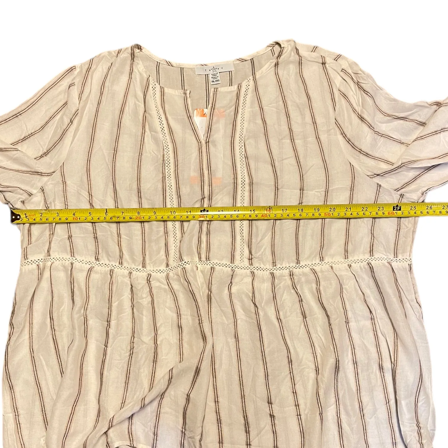 Fever Striped Babydoll Long Sleeve Tunic Size XX-Large