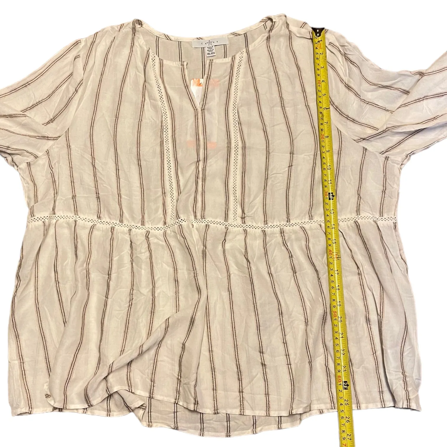Fever Striped Babydoll Long Sleeve Tunic Size XX-Large