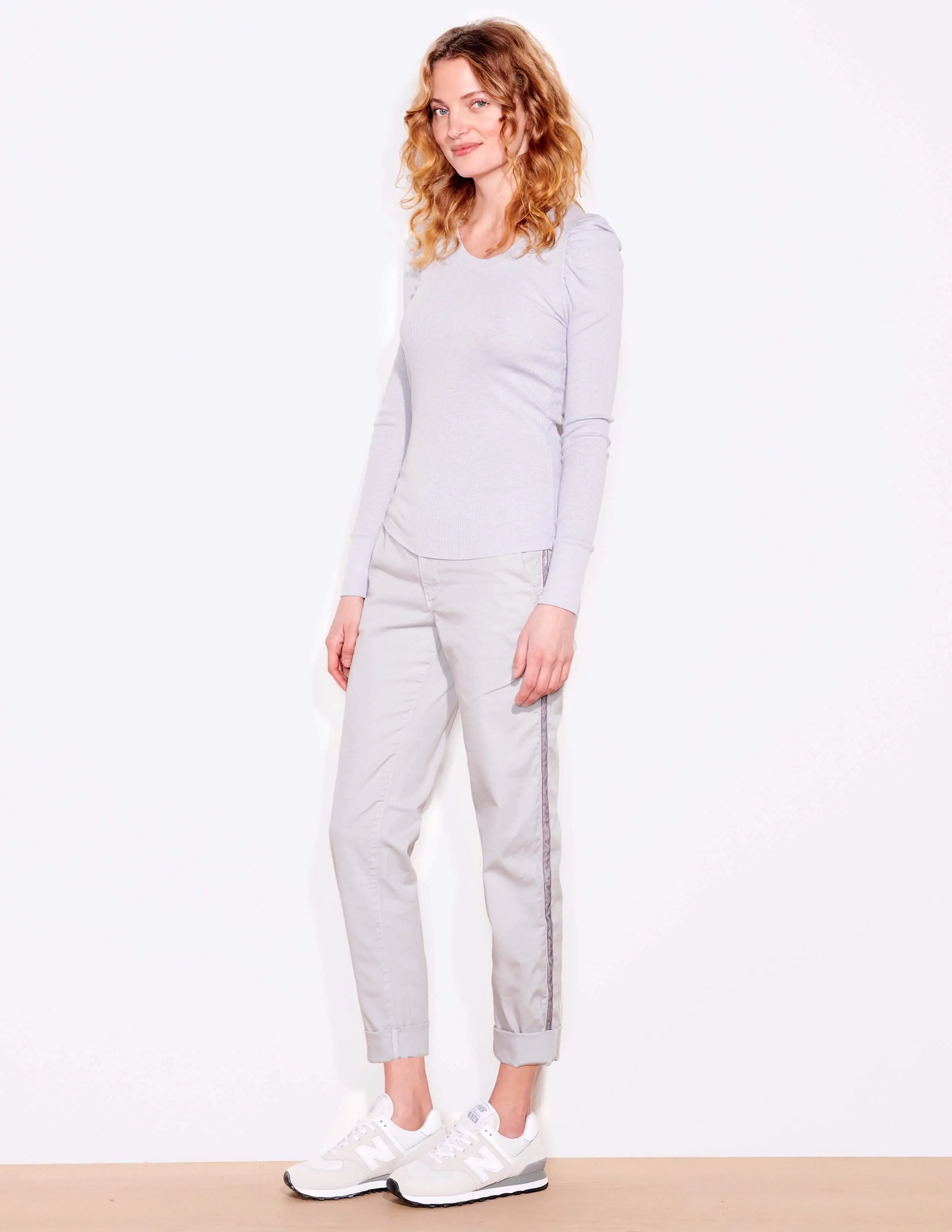 Fitted Puffed Sleeve Top, Silver