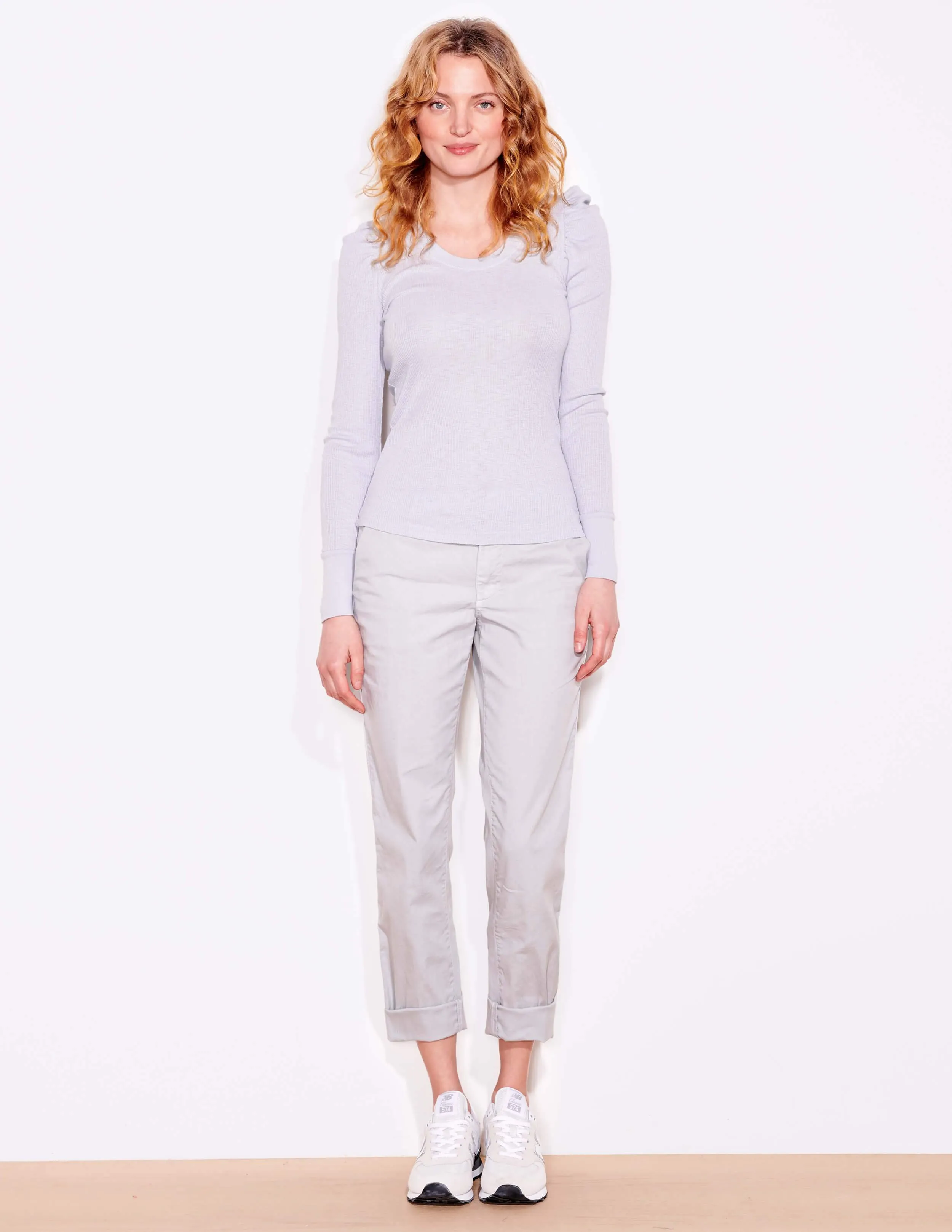 Fitted Puffed Sleeve Top, Silver