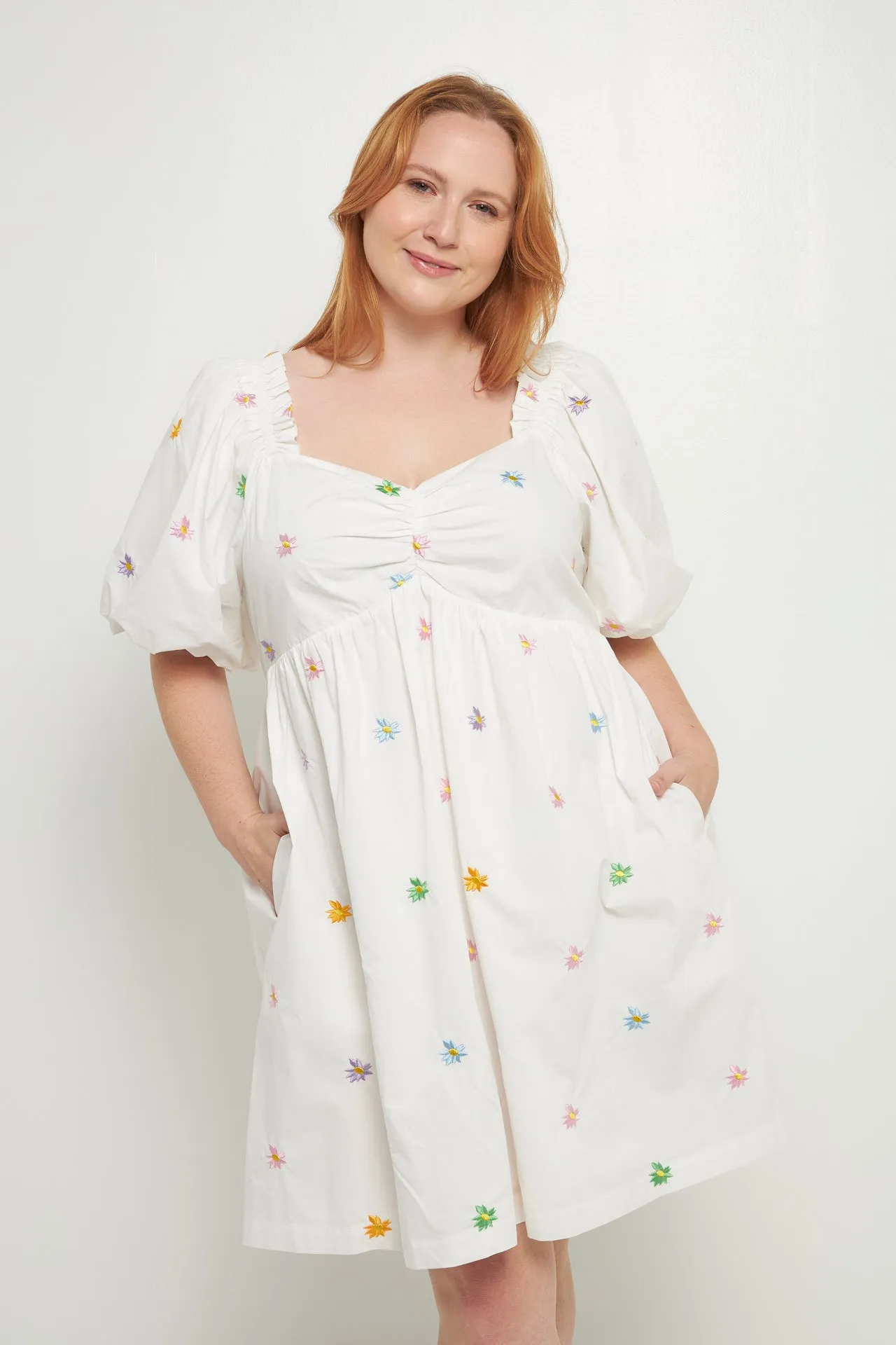 Floral Embroidery Babydoll Dress