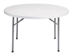 Folding Table Light Grey Top Dark Grey Frame 48 Inch  Round