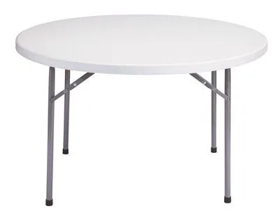 Folding Table Light Grey Top Dark Grey Frame 48 Inch  Round