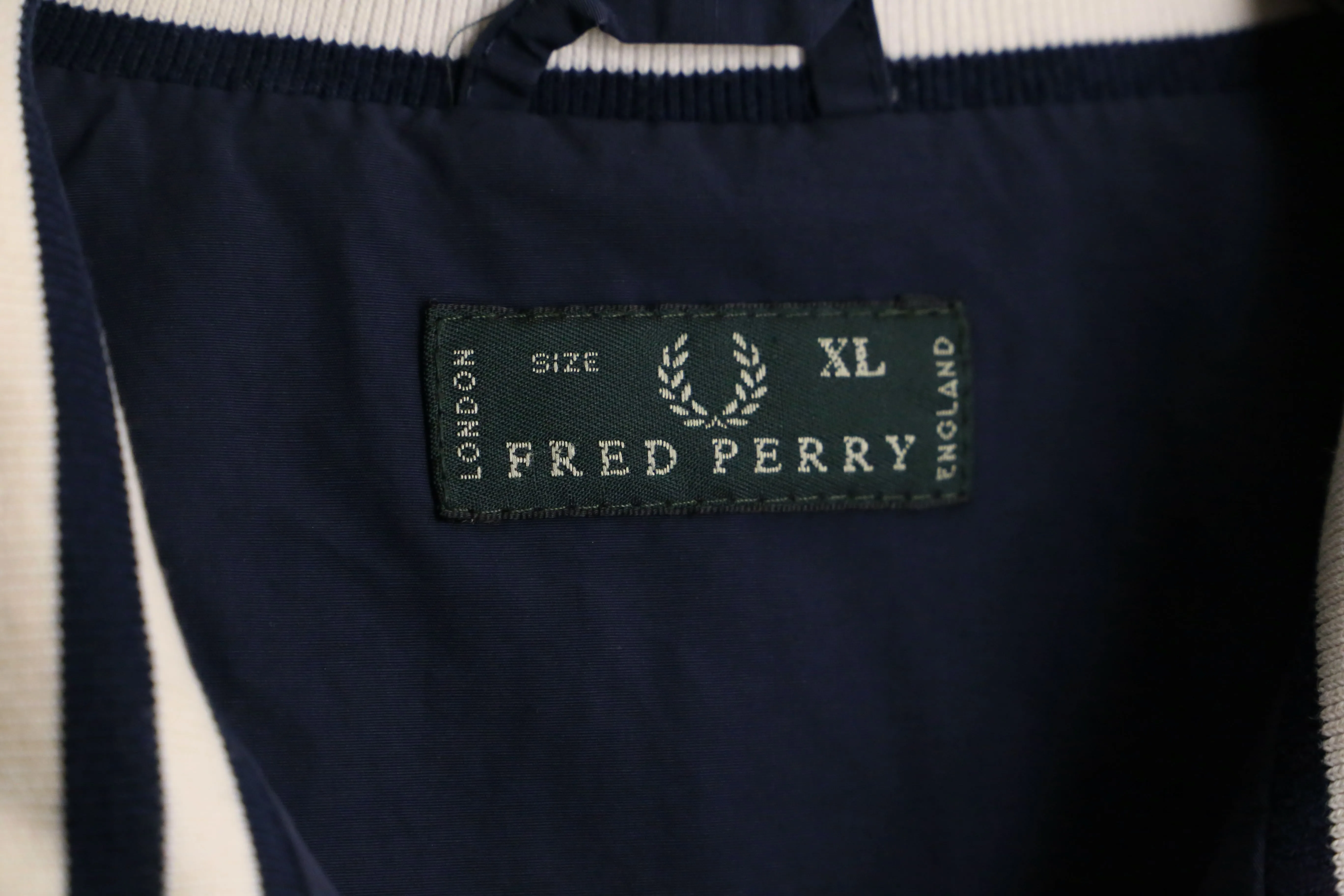 “FRED PERRY” navy nylon track jacket