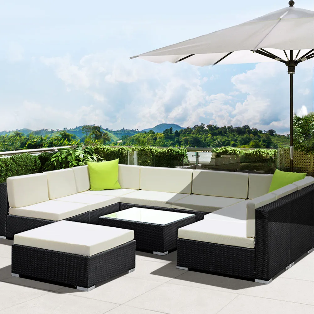 Gardeon 10-Piece Outdoor Sofa Set Wicker Couch Lounge Setting 9 Seater