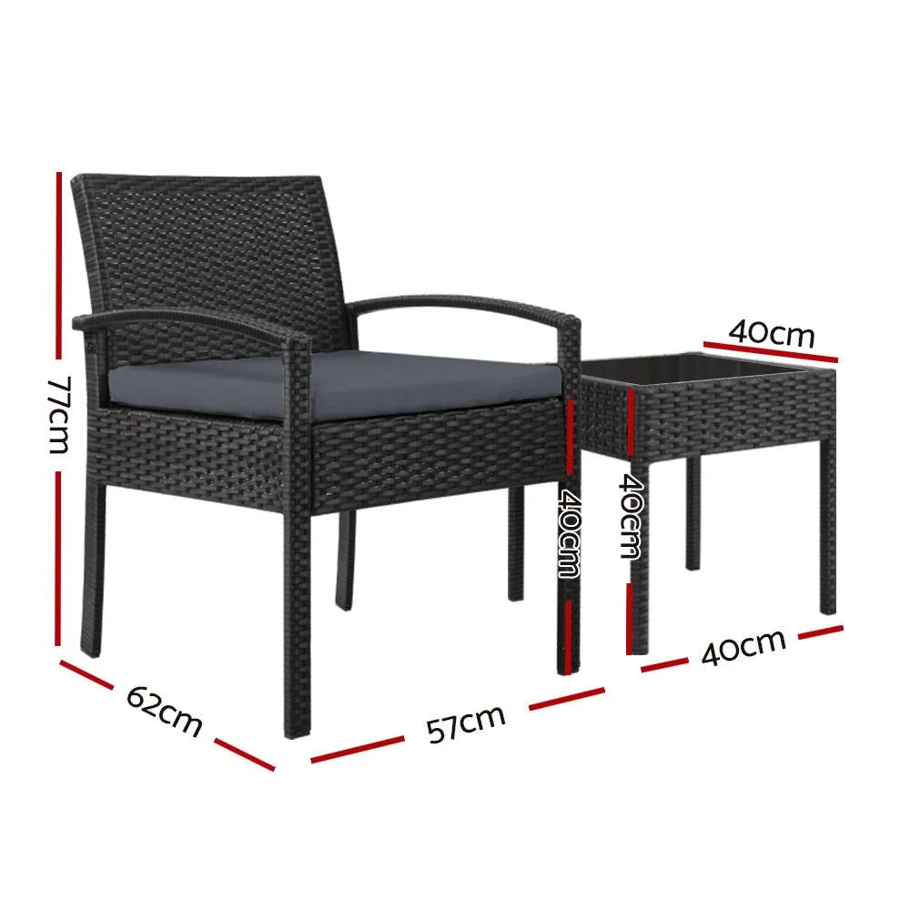 Gardeon Three Piece Outdoor Set - Black
