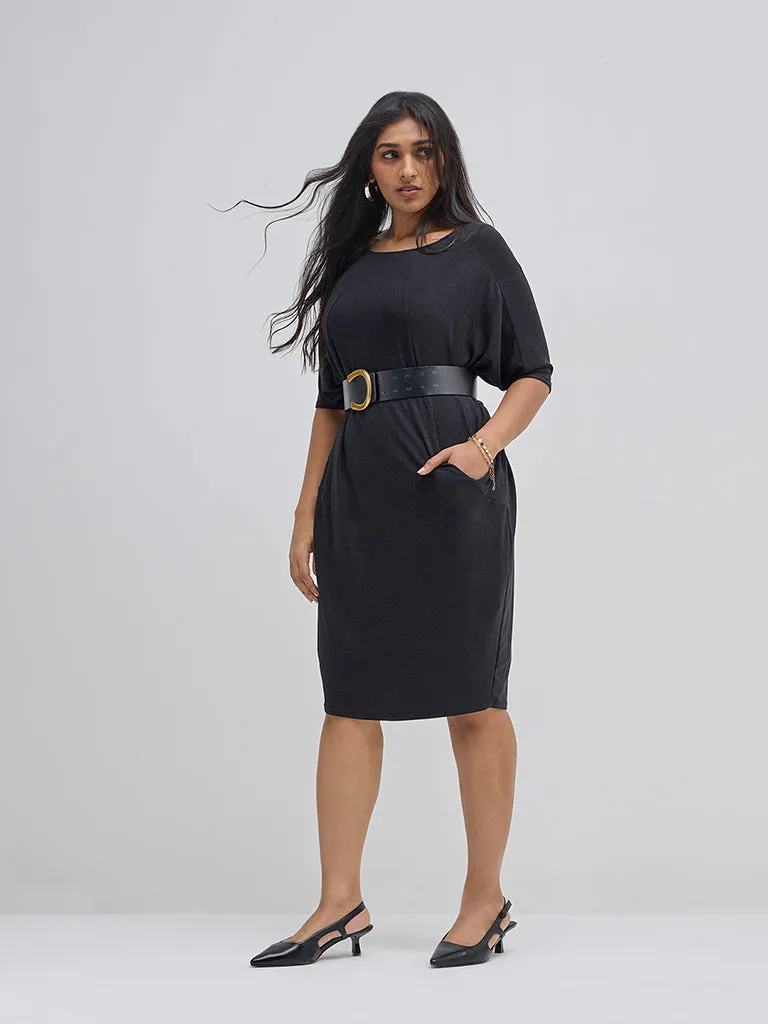 Gia Black Glitter Design Straight Dress