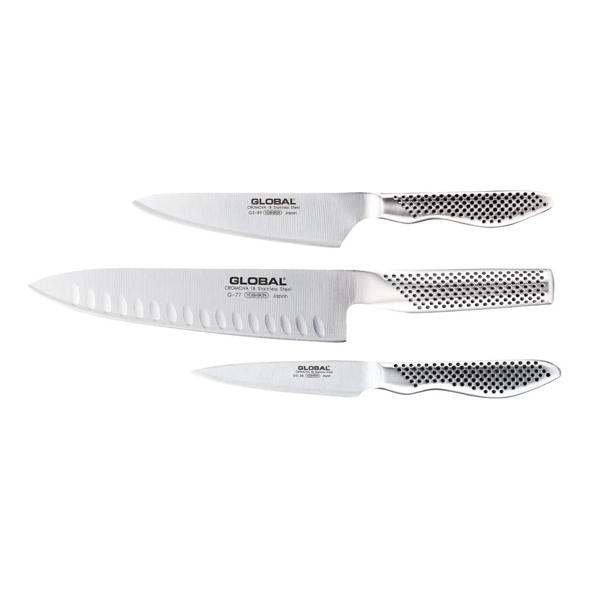 Global Knife Set with Cook's Fluted Edge 3 Piece