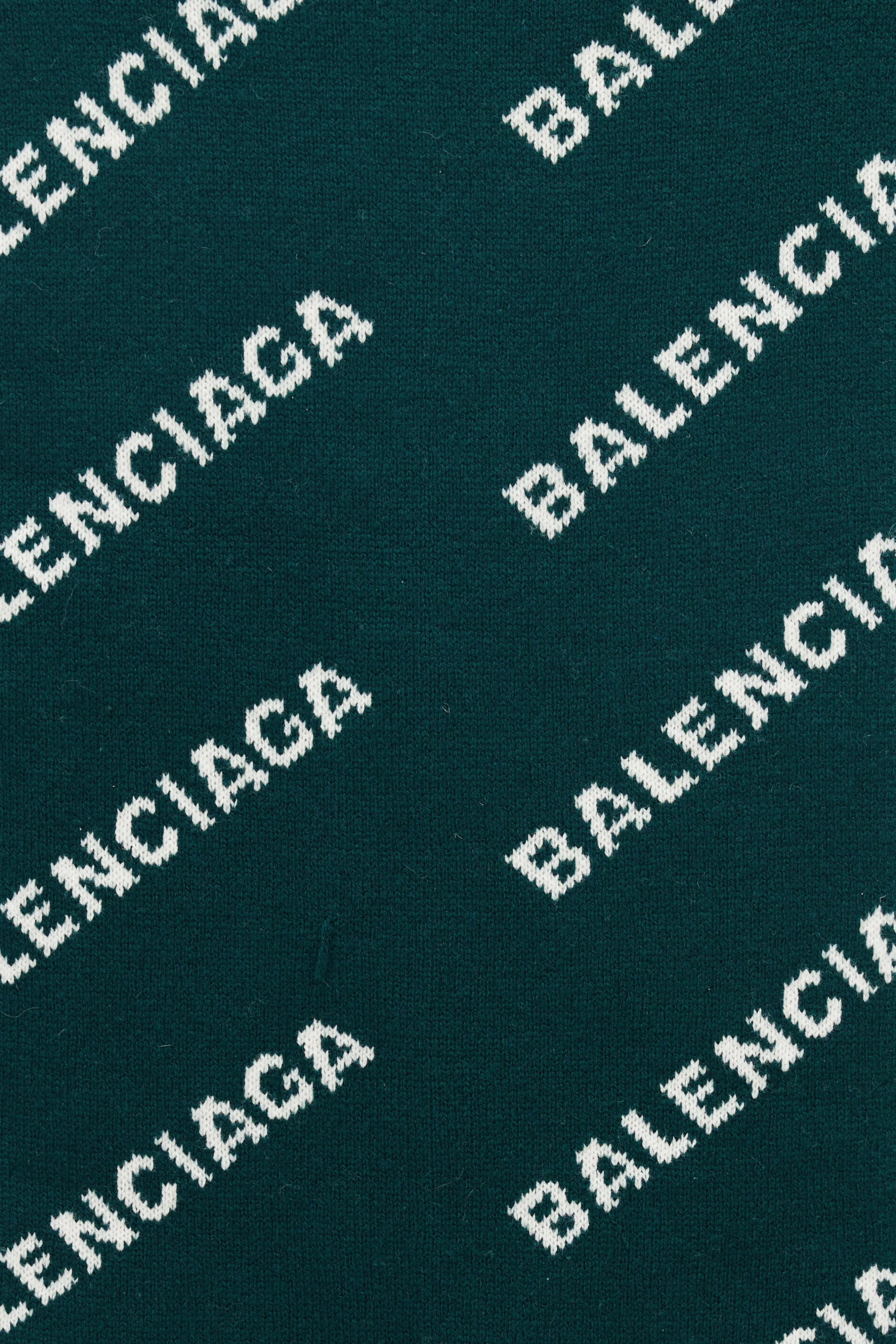 Green & Cream Allover Logo Knit Scarf